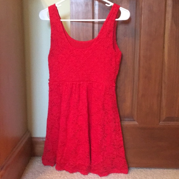 Lacey Red Short Dress - Picture 2 of 3